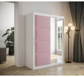 TALIA tolóajtós szekrény 150 cm - fehér / rózsaszín