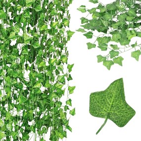 Mesterséges Borostyán Mesterséges levelek 12m Erkély Fali Füzér 6db x 2,1m