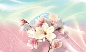 Flizelin fotótapéta Magnolia pasztell színátmenetes rózsaszín kék 254x184 +ragasztó