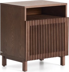 Sötétbarna éjjeliszekrény diófa dekorral Beyla – Kave Home