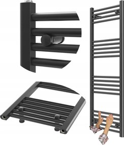 Fürdőszobai Radiátor Fekete Létra 50x130 cm Radiátor Szerelés 180° Breno