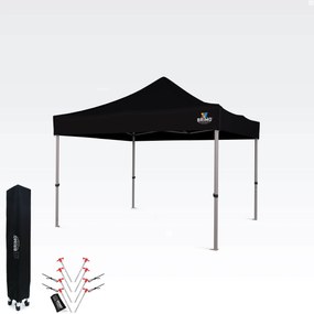 Kerti Pavilon Összecsukható 3x3m | Prémium UV/PVC Védelem | Stabilis BRIMO | Gyors Összecsukás Szerszám Nélkül - falak nélkül - Fekete
