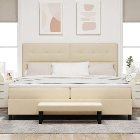 Box Spring Ágy Matraccal és Pad Mokka 200x200 cm Szövet