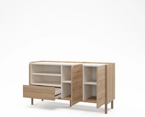 Natúr színű komód tölgyfa dekorral 141x75,5x44 cm Monza – Marckeric