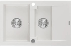 Mexen Gaspar - gránit mosogató 73,7x47,5 cm, 1,5 kamrás, fehér, 6507731505-20