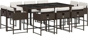 vidaXL 11 részes barna polyrattan kerti ülőgarnitúra párnákkal