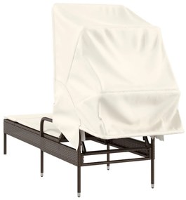 barna polyrattan napozóágy tetővel