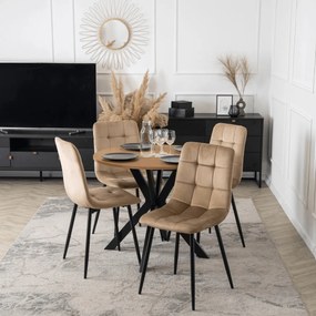 Étkezőasztal 90 cm méretben, arany tölgy/fekete színben LAUREN