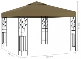 tópszínű pavilon LED fényfüzérrel 3 x 3 m