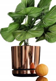 18 cm-es Virágcserép állvánnyal Lazac rózsaszín arany magas fényű glamour