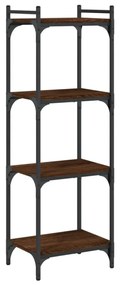 4 szintes barna tölgy színű szerelt fa könyvespolc 40x30x120 cm