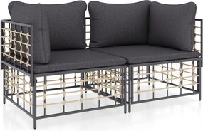 vidaXL 2 db szürke polyrattan moduláris sarokkanapé párnával