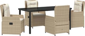 vidaXL Kert étkező szett 5 pcs Beige és Világosszürke polirattan