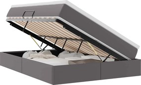 vidaXL Ágy tárolóval és matraccal matracmal Szürke 140 x 200 cm Műbőr