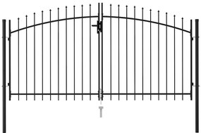 vidaXL fekete acél lándzsahegy tetejű kétajtós kerítéskapu 299,5 x 199,5 cm