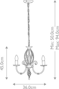 Elstead Lighting ARTISAN ART3-AGD-BRASS Csillár 3x60W/E14