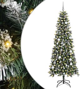 vidaXL Mű karácsonyfa 300 LED-del Zöld 210 cm PVC és Műanyag és Acél