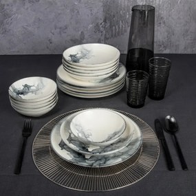 24 részes étkészlet fehér/fekete/porcelán