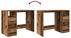 antik fa színű szerelt fa íróasztal 102x76x50 cm