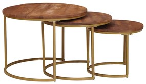 vidaXL Fészkelt Kávézó Asztalok 3 pcs Méz barna Tömör mangófa és acél