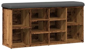 antik fa szerelt fa cipőtároló pad 102x32x50 cm