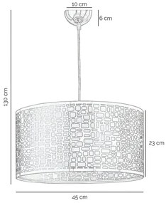 ONLI - Csillár zsinóron BRUCE 1xE27/15W/230V átm. 45 cm matt króm