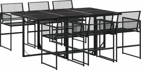 vidaXL 7 részes fekete polyrattan kerti étkezőgarnitúra
