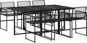 vidaXL 7 részes fekete polyrattan kerti étkezőgarnitúra