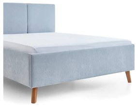 Világoskék kárpitozott franciaágy ágyráccsal 140x200 cm Piano – Meise Möbel