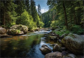 Fotótapéta Erdő Folyó Természet Fák Hálószoba Nappali Tapéta Flizelina 300x210