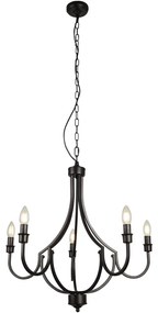 Searchlight 82915-5BK - Csillár láncon LODGE 5xE14/60W/230V fekete