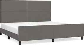 vidaXL szürke műbőr ágykeret fejtámlával 200 x 200 cm