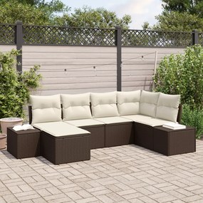 Kerti Kanapé Szett 6 pcs Barna és krémszínű 264 x 154 x 85 cm