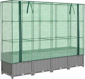 vidaXL rattan megjelenésű magaságyás melegháztakaróval 160x40x138 cm