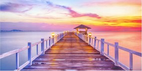 Fotó kép edzett üveg Fa móló 140x70