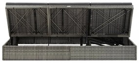 sötétszürke polyrattan átalakítható napozóágy párnákkal