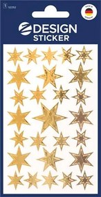 Matrica, 1 ív, 76x120 mm, AVERY ZWECKFORM, Z-Design No.52252, arany csillagok (AY52252)