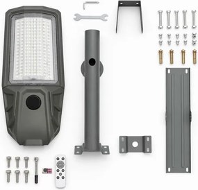LED dimmelhető utcai lámpa érzékelővel és napelemmel KOBRA 400W/24000 mAh IP65 antracit + távirányító