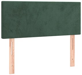 sötétzöld bársony rugós ágy matraccal 90 x 200 cm