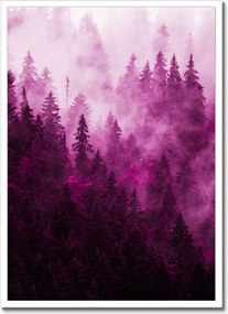 Poszter fehér keretben 50x70 Tájkép Rózsa Hegyek Köd