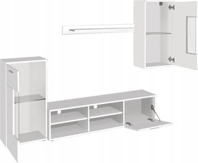 Nappali szekrénysor, fehér, fóliázott DTD, FRONTAL 1 NEW