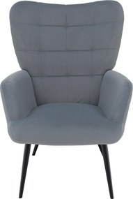 Fotel lábtartóval, szürke Velvet szövet/fekete, HABEN