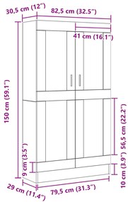 Könyvespolcok 2 db Fekete Tölgy 165x30,5x150 cm Műgyanta