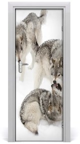 Ajtómatrica szürke farkasok 75x205 cm