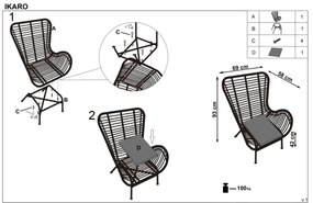 Fekete rattan fotel KASKO TWO