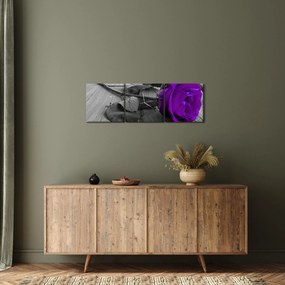 Kép - Lila rózsa zöld szárral (órával) (90x30 cm)