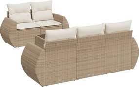 vidaXL 6 részes bézs polyrattan kerti ülőgarnitúra párnával