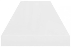 2 db magasfényű fehér MDF lebegő fali polc 90 x 23,5 x 3,8 cm