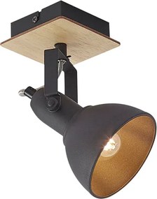 Ipari spotlámpa fekete, fa, forgatható és dönthető - Jakub