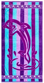 Delfin lila strandtörölköző